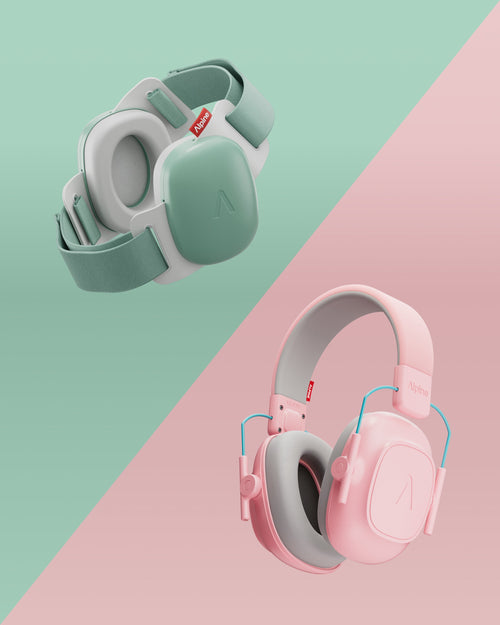 Pair of purple earmuffs on a light blue background #pdp_hide