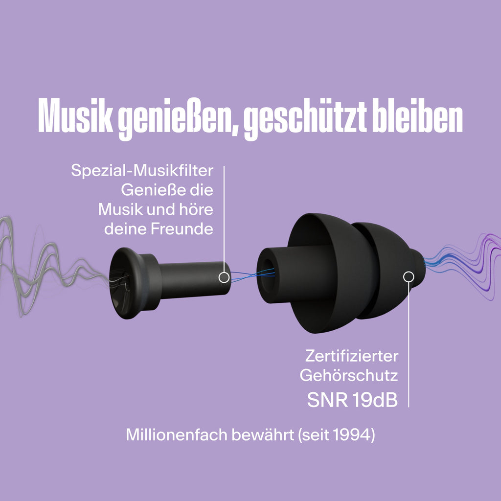 Alpine PartyPlug Festival-Ohrstöpsel schwarz #color_black #lang_de