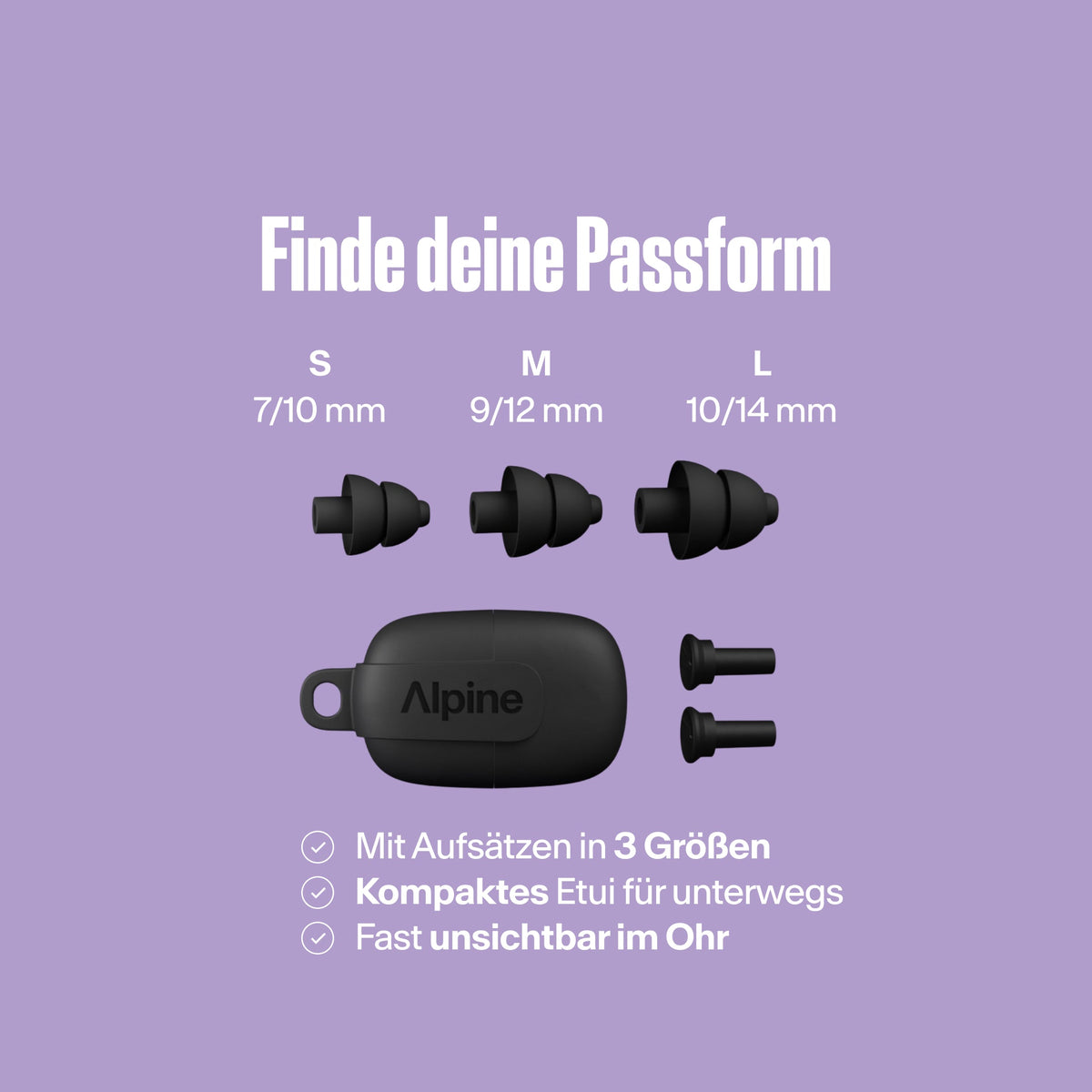 Alpine PartyPlug Festival-Ohrstöpsel schwarz #color_black #lang_de