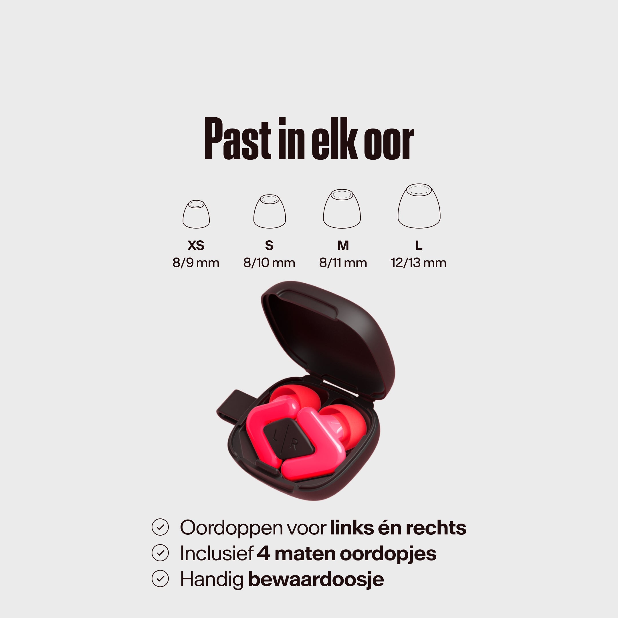 Alpine Tune in doos met verschillende maten eartips in neon-pink #color_neon-pink  #lang_nl